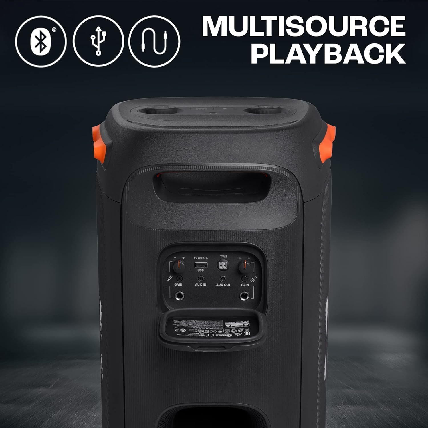 JBL Partybox 110, Wireless Bluetooth Party Speaker, 160W Monstrous Pro Sound, Dynamic Light Show, Upto 12Hrs Playtime, Built-in Powerbank, Guitar & Mic Input, PartyBox App, Splashproof (Black) - View 2