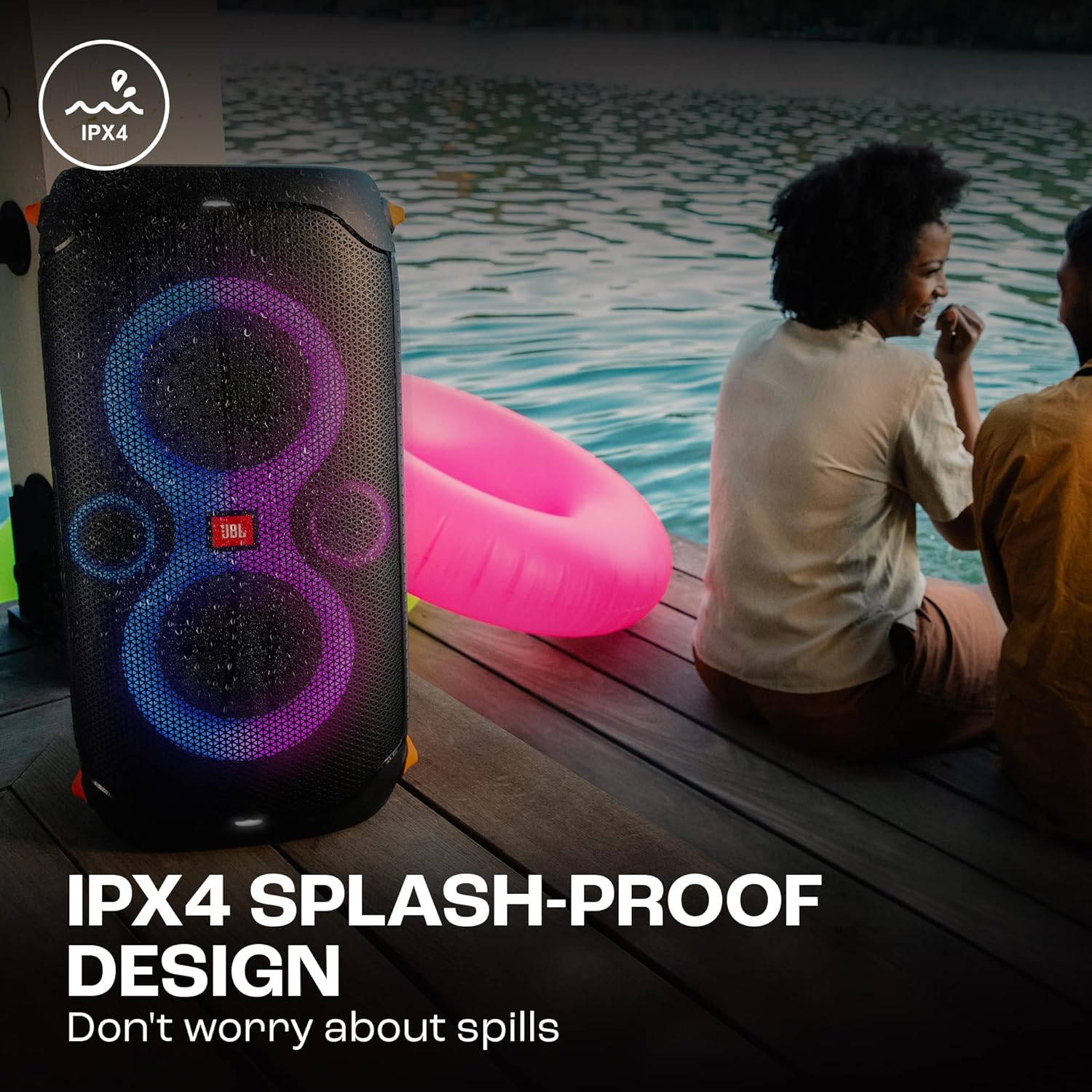 JBL Partybox 110, Wireless Bluetooth Party Speaker, 160W Monstrous Pro Sound, Dynamic Light Show, Upto 12Hrs Playtime, Built-in Powerbank, Guitar & Mic Input, PartyBox App, Splashproof (Black) - View 7