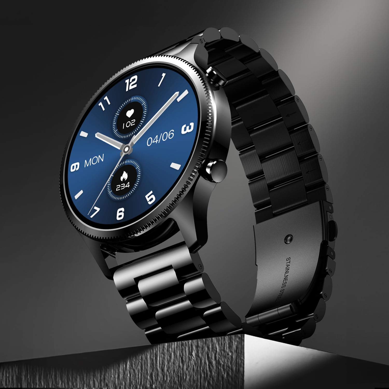 Noise Halo Plus 1.46" Super AMOLED Display Elite Smart Watch, Bluetooth Calling, Stainless Steel Build, Always on Display, Upto 7 Days Battery (Elite Black) - View 4