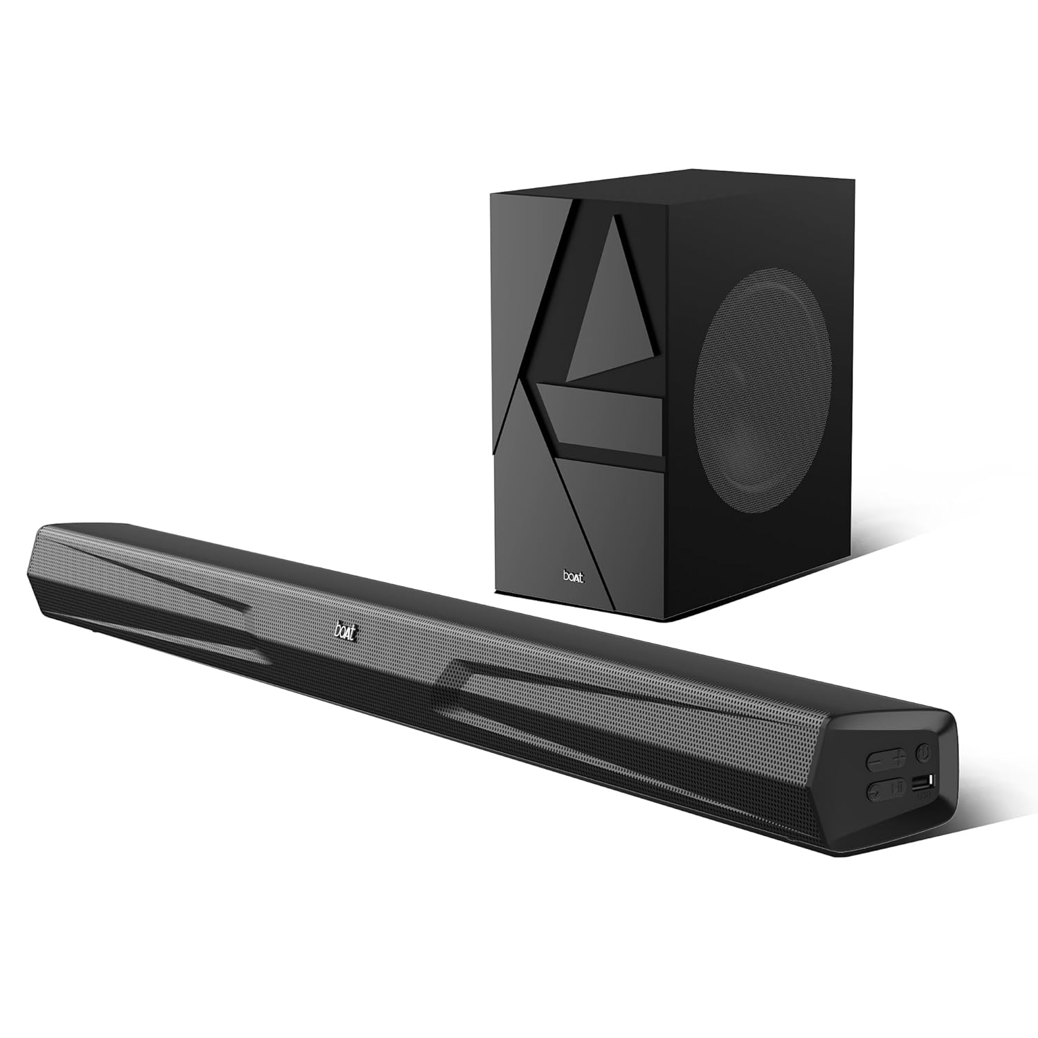 boAt Aavante Bar Quake Pro, 240W Signature Sound, 2.1CH, Wireless Subwoofer, BT v5.3, Multiple Ports, Bass & Treble Controls, Bluetooth Sound bar, Home Theatre Soundbar Speaker (Premium Black)