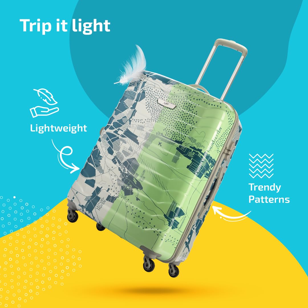 Skybags Tooper Set of 3 (Cabin Medium?) Hard Luggage (55? cm) | Polypropylene Luggage Trolley with 8 Spinner Wheels|Green|Unisex - View 4