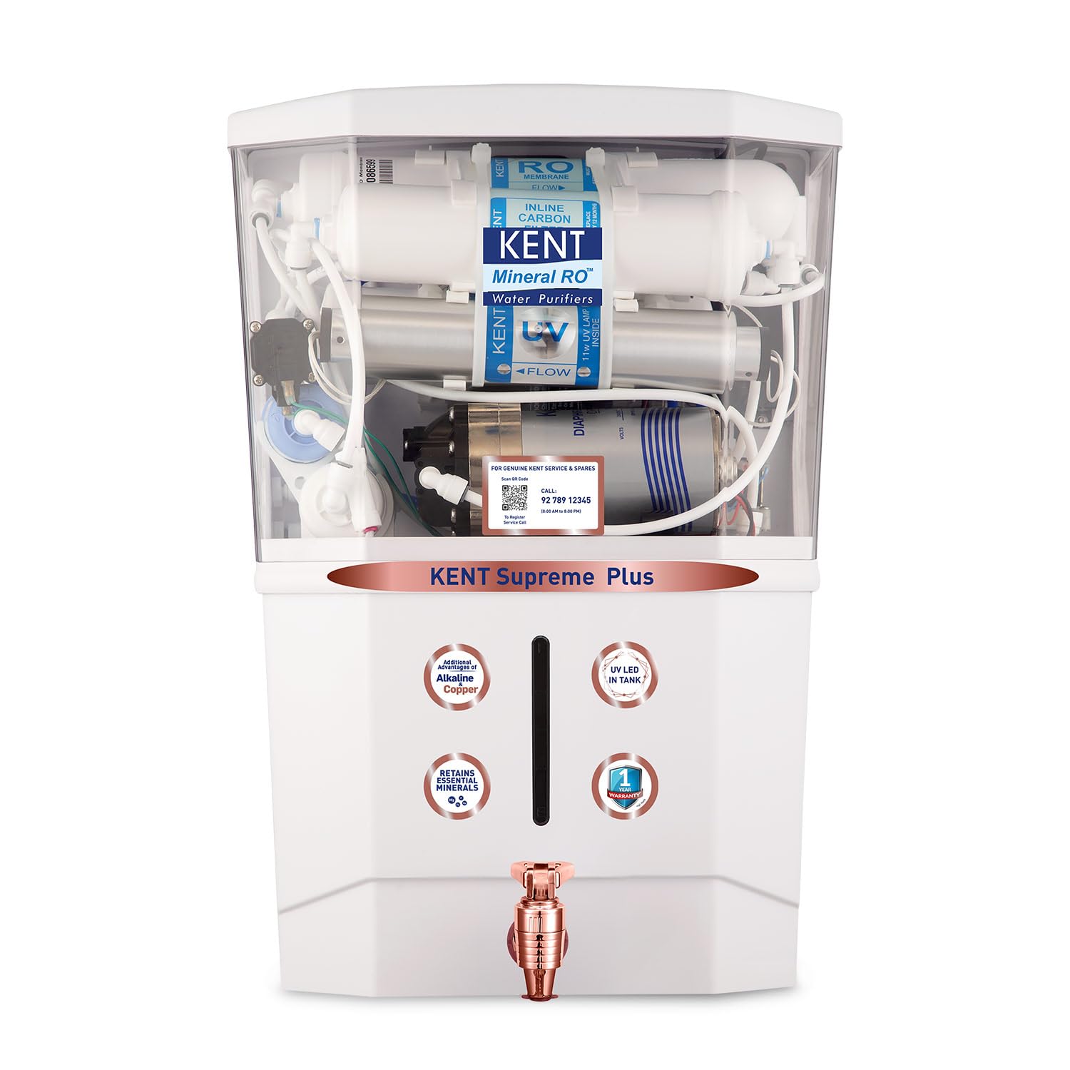 KENT Supreme Plus Alkaline?? RO Water Purifier | RO??? ?????? LED Tank|Advanced ROTech for Sabse Shudh Paani | Auto Flush | 8L| 20LPH | Ideal for Borewell/Tanker/Municipal Water - View 2