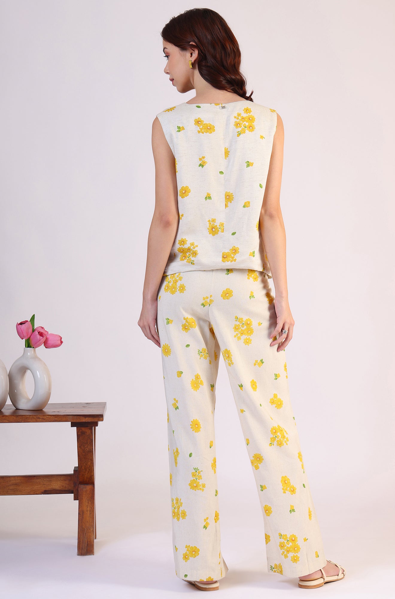 Floral Printed Rayon Top & Parallel Pant Co-Ord Set - View 5