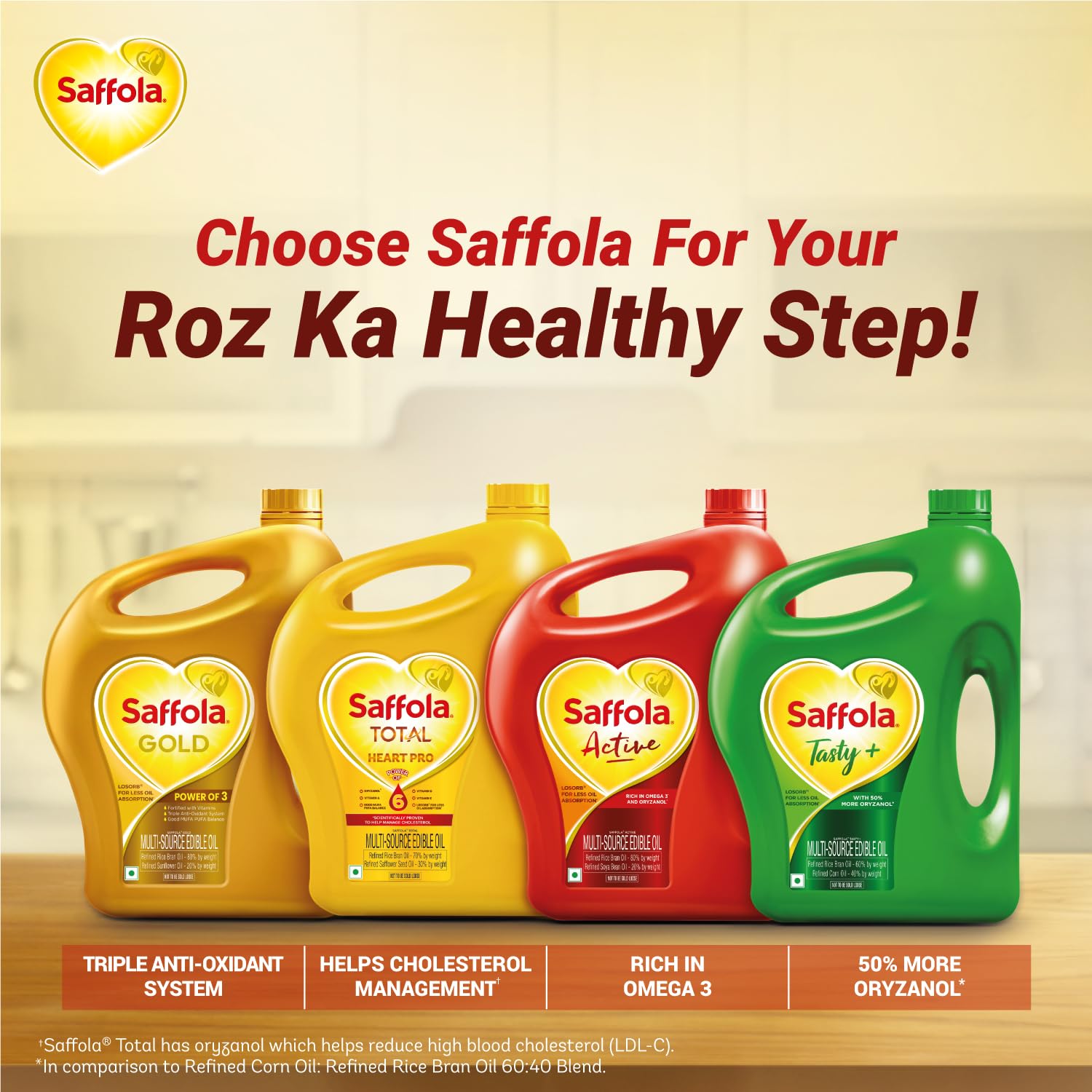 5 Litre Jar Free 1 Litre Pouch Saffola Gold Refined Cooking oil | Blended of Rice Bran & Sunflower oil - View 3