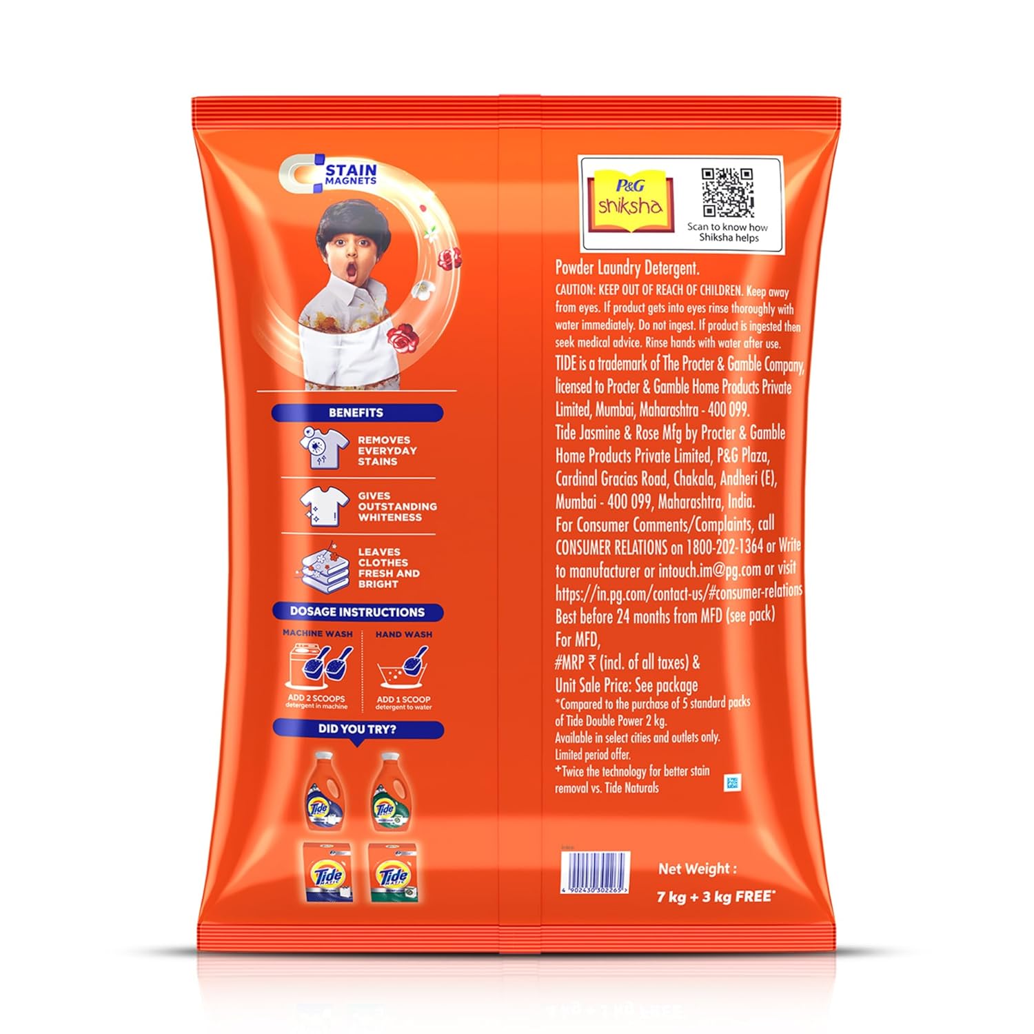 6kg? Tide Plus Double Power Detergent Washing Powder Jasmine & Rose 7kg 3kg FREE - View 4