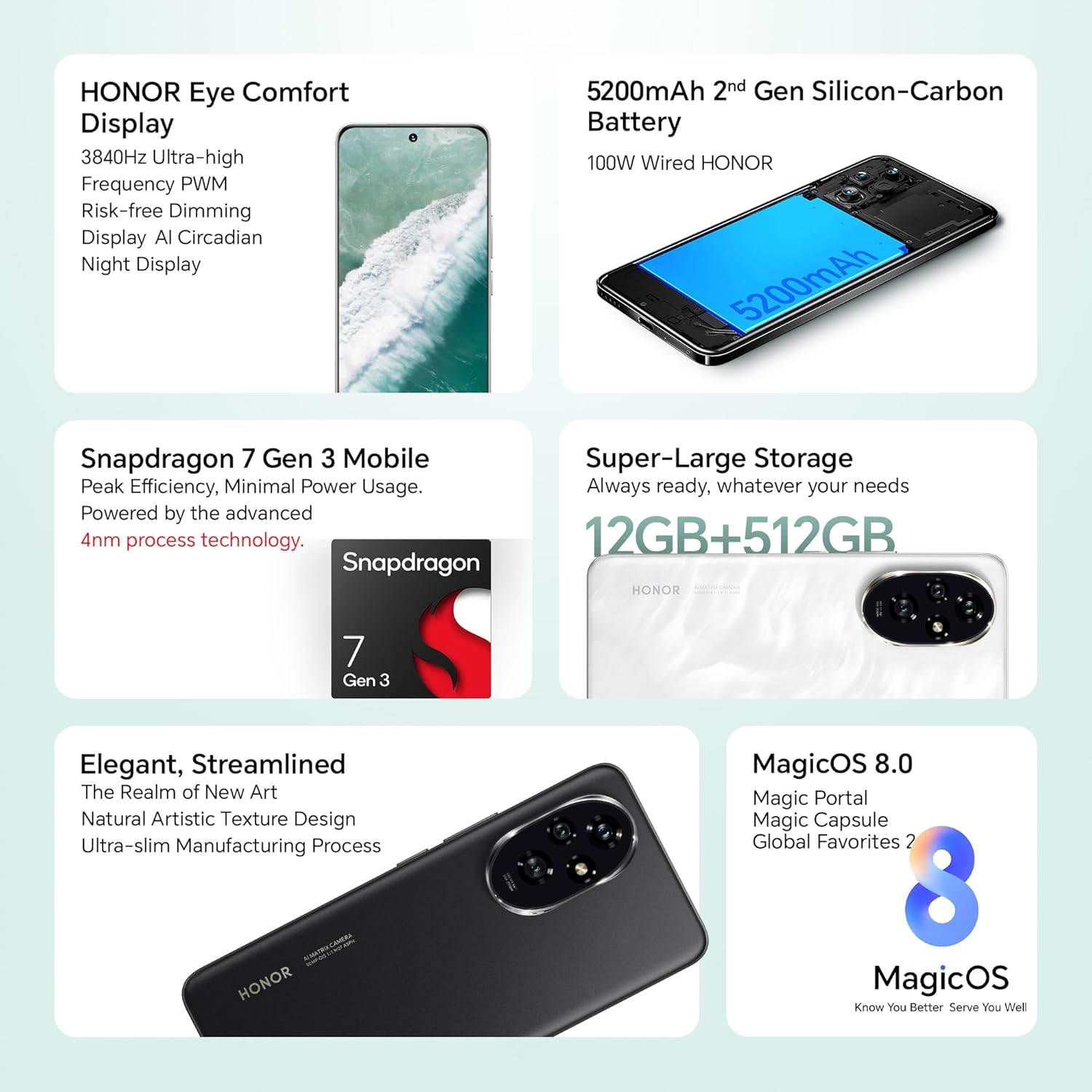 HONOR 200 5G (8GB?, Moonlight White) ? 50MP??? Triple Camera with Dual OIS | 50MP Selfie | Quad-Curved AMOLED Display | AI-Powered MagicOS 9.0 | Without Charger - View 3